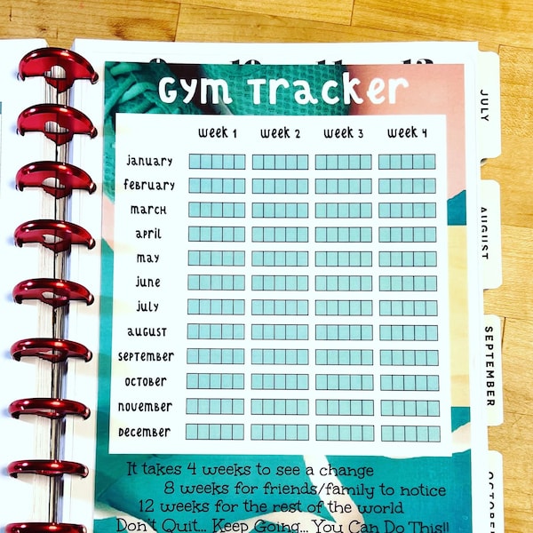 DASHBOARD Gym Fitness Exercise Tracker for use with Classic Happy Planner OR Erin Condren (Life Planner/A5Coil/A5Ring)-