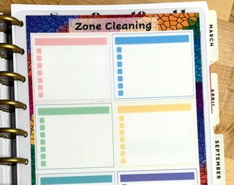 DASHBOARD Zone Cleaning Chores Housework for use with Classic Happy Planner OR Erin Condren (Life Planner/A5Coil/A5Ring)