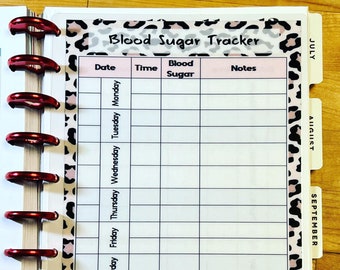 DASHBOARD - Blood Sugar Tracker for use with Classic Happy Planner OR Erin Condren (Life Planner/A5Coil/A5Ring)-