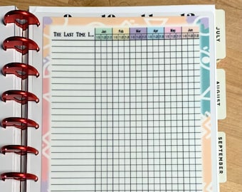 DASHBOARD *The Last Time I* Tracker Schedule Keeper for use with Classic Happy Planner OR Erin Condren (Life Planner/A5Coil/A5Ring)-