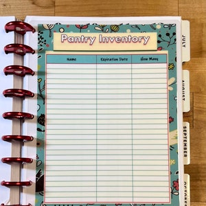 DASHBOARD Pantry Inventory for use with Classic Happy Planner OR Erin Condren (Life Planner/A5Coil/A5Ring)-