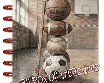 Front n Back Cover Set Sports Theme 4 use w Classic/MiniHappy Planner/TUL/Erin Condren (LP/A5Coil/A5Ring)/A5 Filofax~