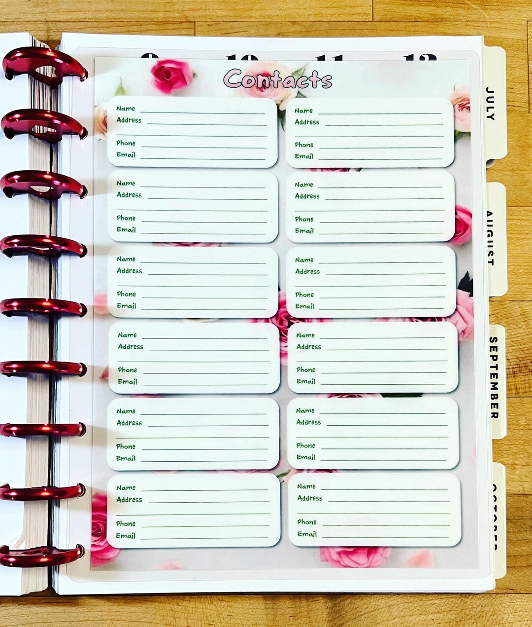 DASHBOARD Contacts Addresses for Use With Classic Happy Planner, Erin ...