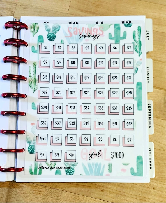 DASHBOARD 52 Week thousand Dollar Savings Challenge for Use With Happy  Planner, Erin Condren life Planner/a5coil/a5ring OR A5 Filofax 