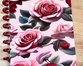 Front & Back Cover Set Red and Pink Roses 4 use w Classic/MiniHappy Planner/TUL/Erin Condren (LP/A5Coil/A5Ring)/A5 Filofax~