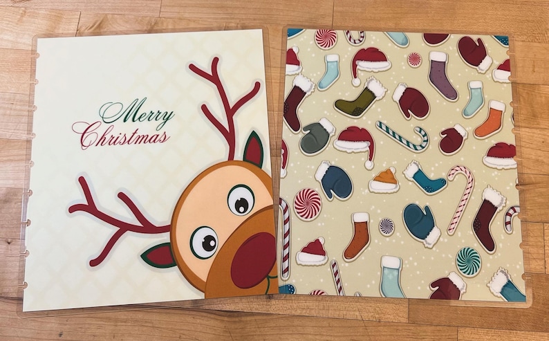 Front and Back Cover Set Merry Christmas Cute Reindeer for use with Classic Happy Planner OR Erin Condren Life Planner/A5Coil/A5Ring image 2