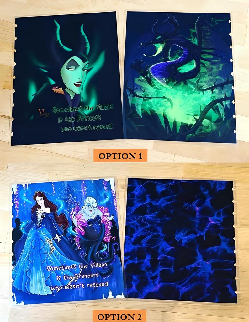 Front & Back Cover Set Villain Princess 4 use w Classic/MiniHappy Planner/TUL/Erin Condren (LP/A5Coil/A5Ring)/A5 Filofax~ imagen 2