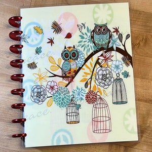 Front and Back Cover Set OWLS/Flowers 4 use w Classic/MiniHappy Planner/TUL/Erin Condren (LP/A5Coil/A5Ring)/A5 Filofax~