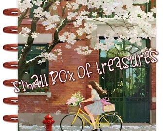 Front and Back Cover Set Peaceful Bike Ride 4 use w Classic/MiniHappy Planner/TUL/Erin Condren (LP/A5Coil/A5Ring)/A5 Filofax~
