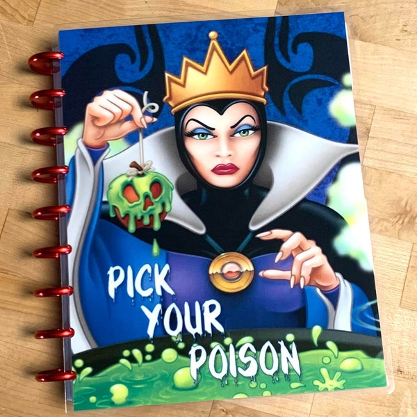 Front & Back Cover Set Evil Queen "Pick your Poison" Apple for use w/ Classic Happy Planner OR Erin Condren (Life Planner/A5Coil/A5Ring)-