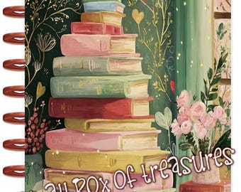 Front and Back Cover Set Pastel Book Stack 4 use w Classic/MiniHappy Planner/TUL/Erin Condren (LP/A5Coil/A5Ring)/A5 Filofax~