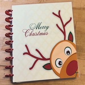 Front and Back Cover Set Merry Christmas Cute Reindeer for use with Classic Happy Planner OR Erin Condren Life Planner/A5Coil/A5Ring HappyPlanner Classic