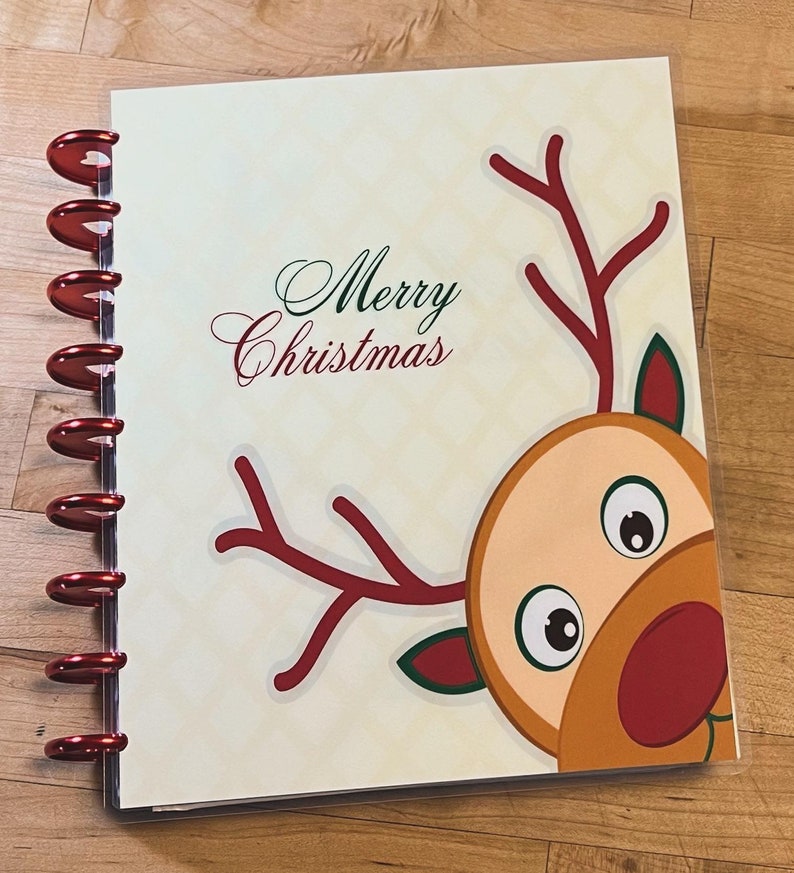 Front and Back Cover Set Merry Christmas Cute Reindeer for use with Classic Happy Planner OR Erin Condren Life Planner/A5Coil/A5Ring HappyPlanner Classic