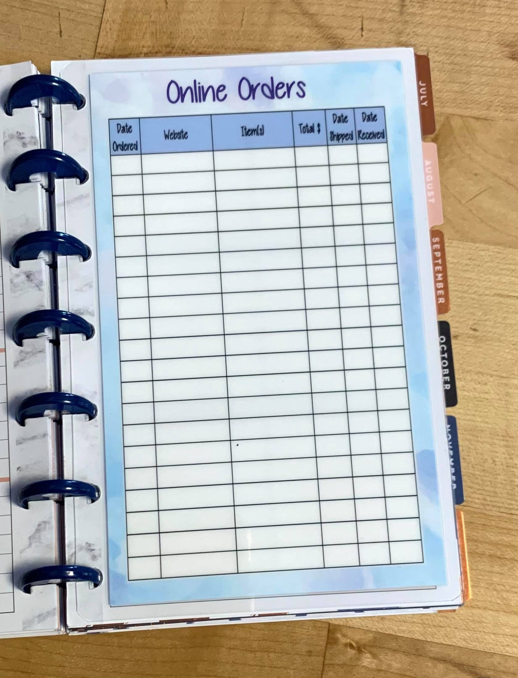 92 Happy Planner Mini HP Online Orders shopping tracker Printable ...