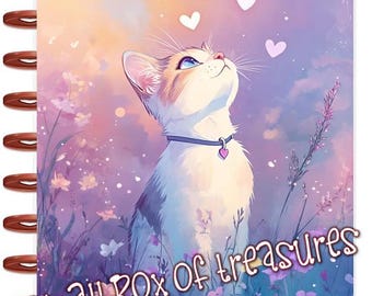 Front and Back Cover Set Dreamy Cat 4 use w Classic/MiniHappy Planner/TUL/Erin Condren (LP/A5Coil/A5Ring)/A5 Filofax~