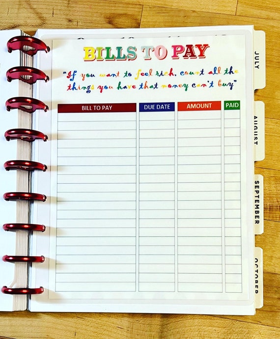 Monthly Budget Spending Tracker Dashboard 4 use with ErinCondren A5 Ring  Agenda