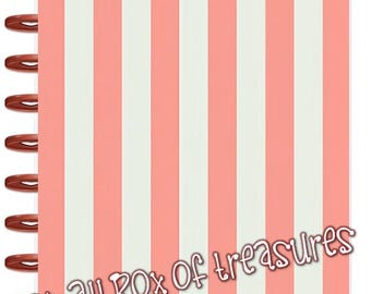Front n Back Cover Set Coral Stripes 4 use w Classic/MiniHappy Planner/TUL/Erin Condren (LP/A5Coil/A5Ring)/A5 Filofax~