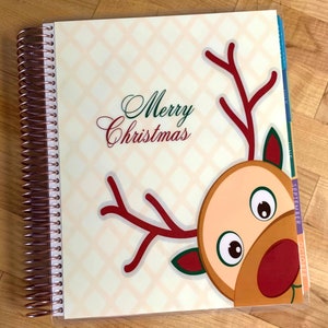 Front and Back Cover Set Merry Christmas Cute Reindeer for use with Classic Happy Planner OR Erin Condren Life Planner/A5Coil/A5Ring Erin Condren LP