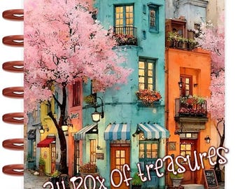 Front n Back Cover Set Blossom Street Corner 4 use w Classic/MiniHappy Planner/TUL/Erin Condren (LP/A5Coil/A5Ring)/A5 Filofax~