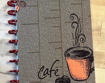 Front & Back Cover Set Coffee Cafe Cup for use with Classic Happy Planner OR Erin Condren (Life Planner/A5Coil/A5Ring)