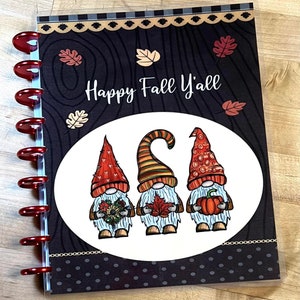 Front and Back Cover Set Gnomes Happy Fall Y'all Autumn for use with Classic Happy Planner OR Erin Condren (Life Planner/A5Coil/A5Ring)-