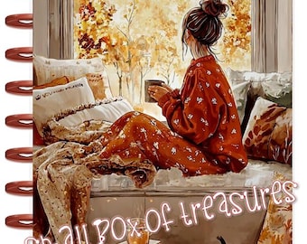 Front & Back Cover Set Cozy Fall Morning with Coffee 4 use w Classic/MiniHappy Planner/TUL/Erin Condren (LP/A5Coil/A5Ring)/A5 Filofax~