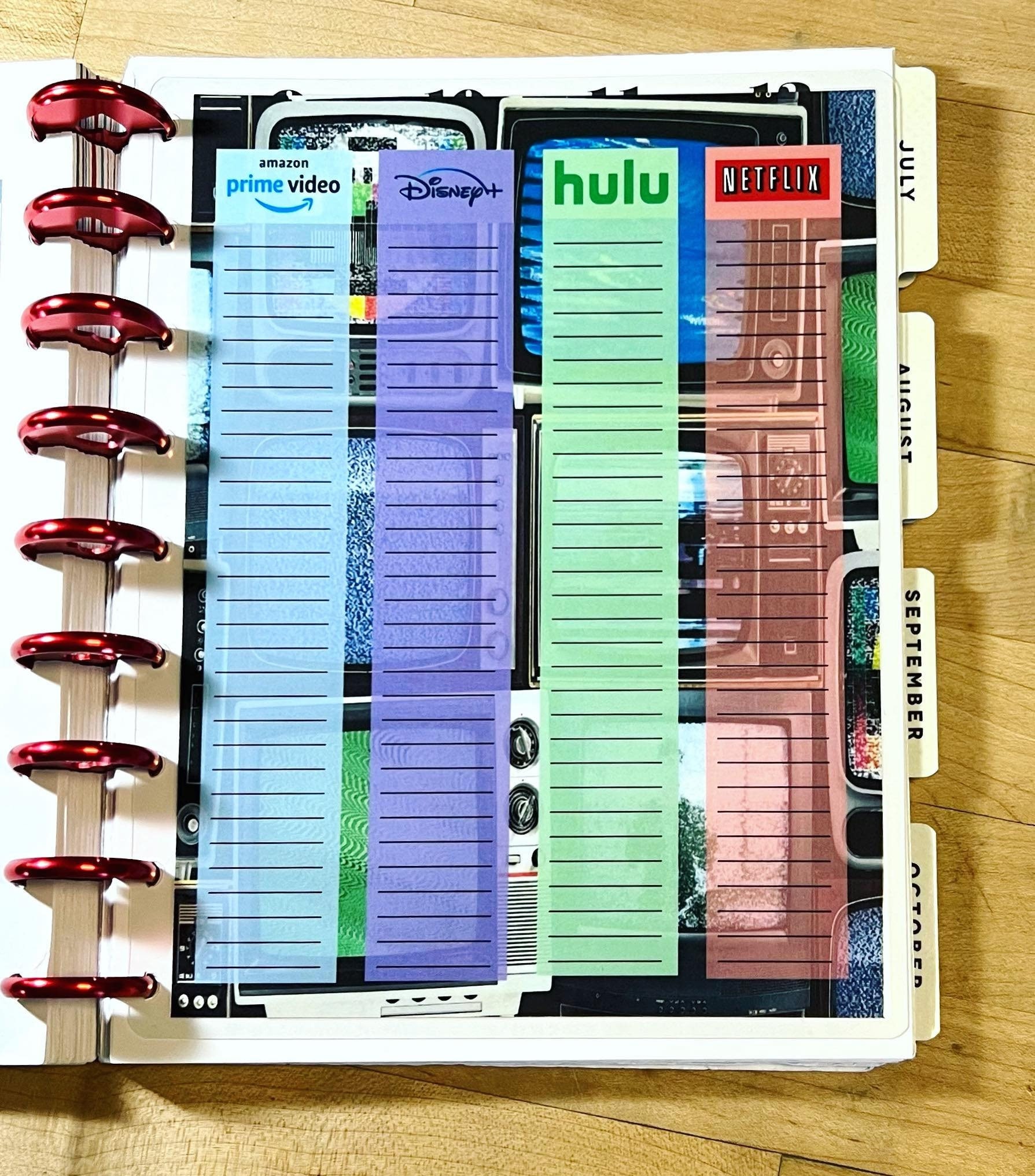 DASHBOARD - TV Shows or Movies to Watch 4 use w Classic/MiniHappy Planner/TUL/Erin Condren (Lp/A5Coil/A5Ring)/A5 Filofax~