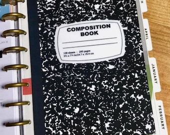 DASHBOARD Composition Book 4 use w Classic/MiniHappy Planner/TUL/Erin Condren (LP/A5Coil/A5Ring)/A5 Filofax~