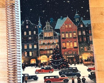 Front & Back Cover Set Xmas Winter Night 4 use w Classic/MiniHappy Planner/TUL/Erin Condren (LP/A5Coil/A5Ring)/A5 Filofax~