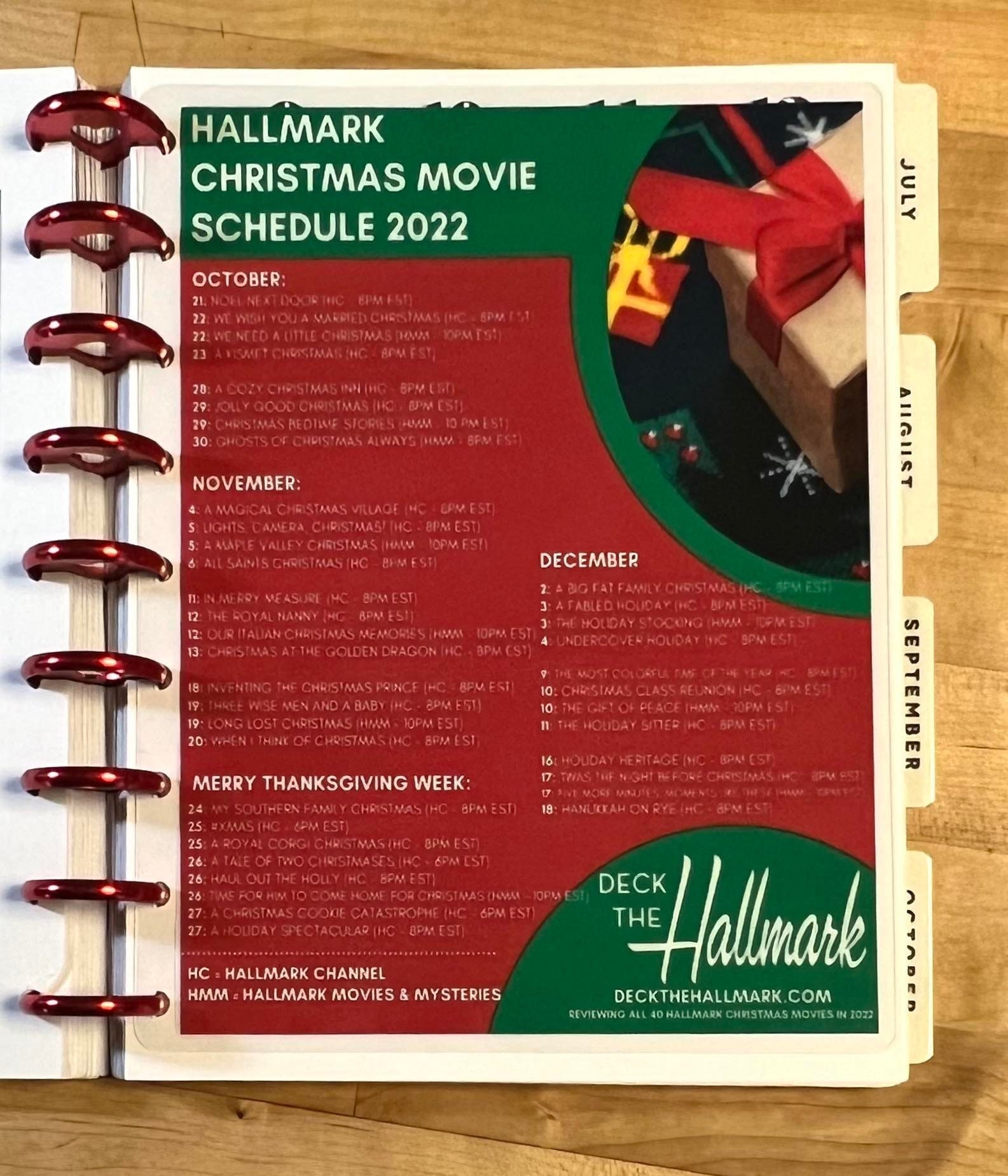DASHBOARD Hallmark Xmas and Mystery Movie Schedule 2022 for Use W/ Classic  Happyplanner OR Erincondren-lifeplan/a5coil/a5ring - Etsy