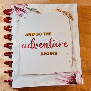 Front & Back Cover Set "And so the Adventure Begins" for use with Classic Happy Planner OR Erin Condren (Life Planner/A5Coil/A5Ring)