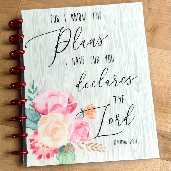 FRONT and BACK Cover Set Lord Plans Quote "For I know the Plans I have" 4 use w/ Happy Planner OR Erin Condren (Life Planner/A5Coil/A5Ring)-