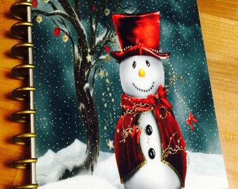 Front and Back Cover Set Red Top Hat Snowman Christmas Holiday Winter 4 use with Happy Planner OR Erin Condren (Life Planner/A5Coil/A5Ring)