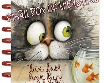 Front & Back Cover Set Wide Eyed Mischief Cat 4 use w Classic/MiniHappy Planner/TUL/Erin Condren (LP/A5Coil/A5Ring)/A5 Filofax~