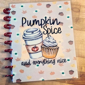 Front and Back Cover Set Pumpkin Spice Fall Autumn 4 use w Classic Happy Planner OR Erin Condren (Life Planner/A5Coil/A5Ring) OR A5 Filofax-