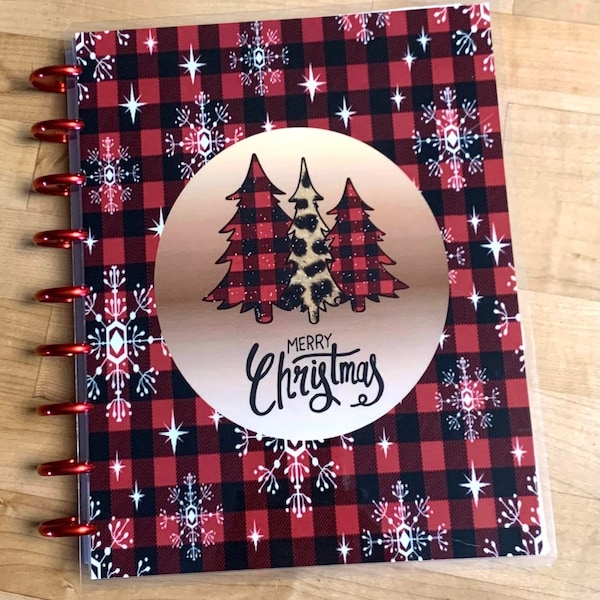 Front and Back Cover Set Buffalo Plaid Tree Merry Xmas 4 use w Classic/MiniHappy Planner/TUL/Erin Condren (LP/A5Coil/A5Ring)/A5 Filofax~