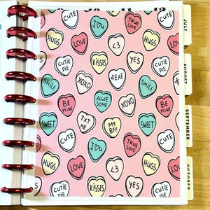 DASHBOARD Valentine Conversation Hearts for use with Happy Planner OR Erin Condren (Life Planner/A5Coil/A5Ring)-