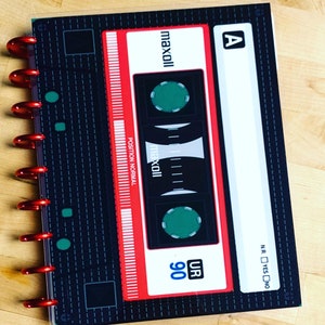 Front & Back Cover Set Cassette Tape Retro 80s 4 use w Classic/MiniHappy Planner/TUL/Erin Condren (LP/A5Coil/A5Ring)/A5 Filofax~