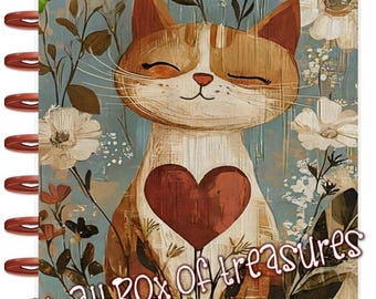 Front and Back Cover Set Cat in Bloom 4 use w Classic/MiniHappy Planner/TUL/Erin Condren (LP/A5Coil/A5Ring)/A5 Filofax~