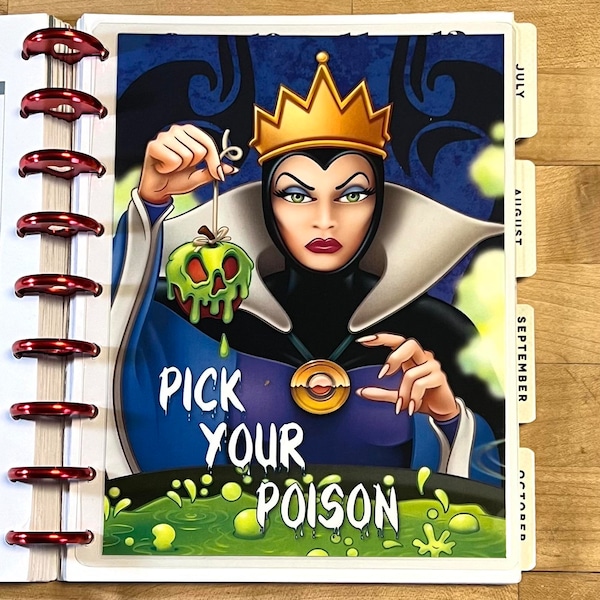 DASHBOARD Evil Queen "Pick your Poison" Apple for use with Happy Planner OR Erin Condren (Life Planner/A5Coil/A5Ring)-