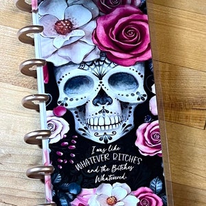 Front and Back Cover Set Skull "Whatever" 4 use w Classic/MiniHappy Planner/TUL/Erin Condren (LP/A5Coil/A5Ring)/A5 Filofax~
