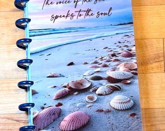 Front and Back Cover Set Seashells Beach Quote 4 use w Classic/MiniHappy Planner/TUL/Erin Condren (LP/A5Coil/A5Ring)/A5 Filofax~