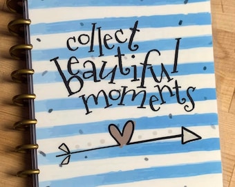 Front and Back Cover Set 'Collect Beautiful Moments' Quote Hearts for use with Happy Planner OR Erin Condren (Life Planner/A5Coil/A5Ring)