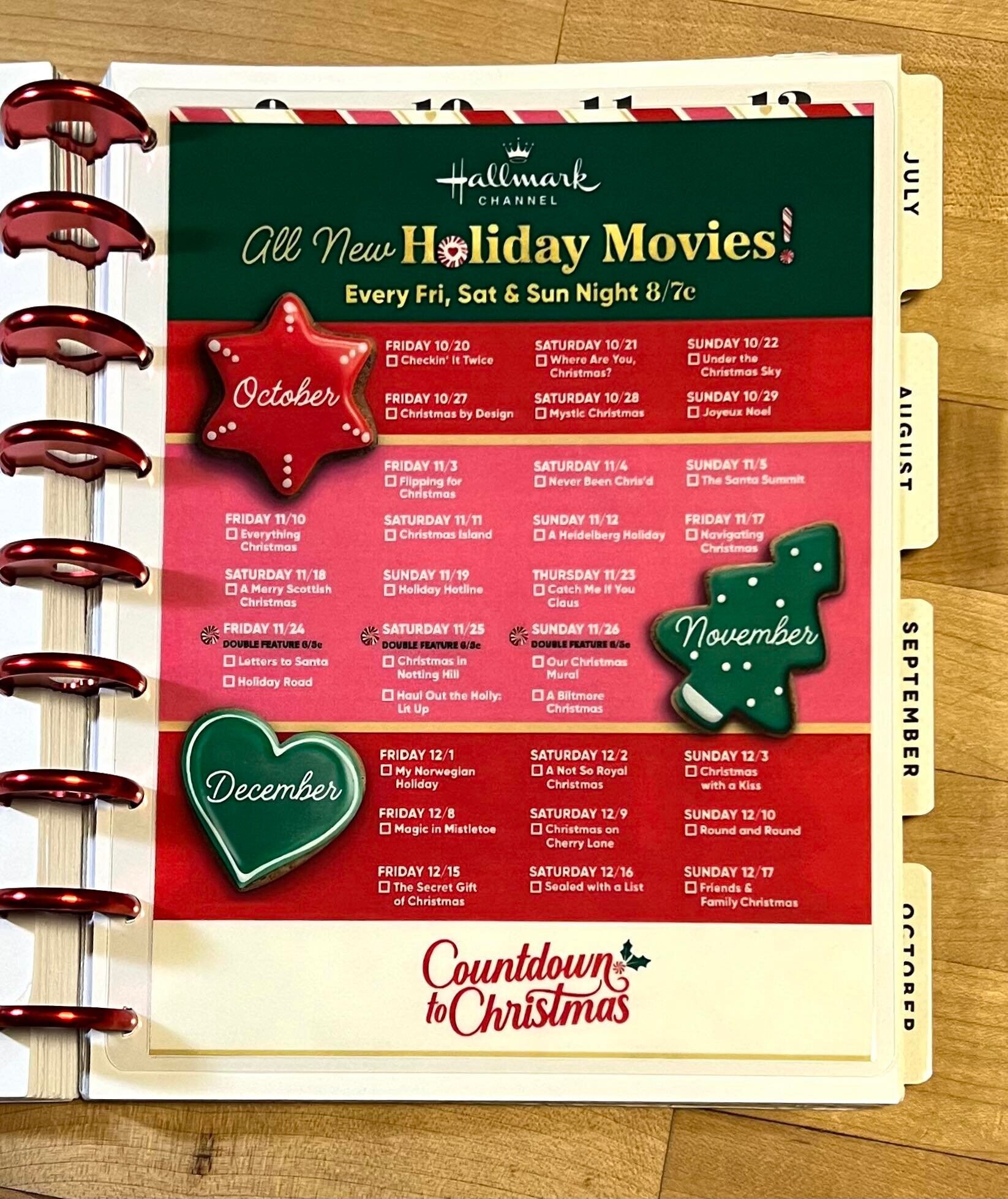 DASHBOARD Hallmark Countdown to Christmas Movie Schedule/list 2023 for Use  W/ Happyplanner,erincondren-lifeplan/a5coil/a5ring,a5filofax - Etsy