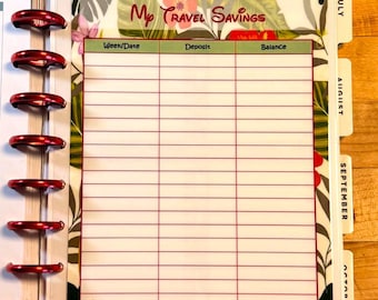 DASHBOARD Travel Savings Tracker 4 use w Classic/MiniHappy Planner/TUL/Erin Condren (LP/A5Coil/A5Ring)/A5 Filofax~