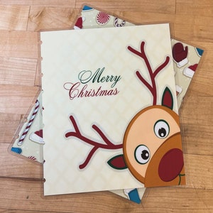 Front and Back Cover Set Merry Christmas Cute Reindeer for use with Classic Happy Planner OR Erin Condren Life Planner/A5Coil/A5Ring image 3