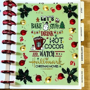 DASHBOARD "Let's Bake & Watch Hallmark Xmas Movies" for use with Happy Planner OR Erin Condren (Life Planner/A5Coil/A5Ring)-