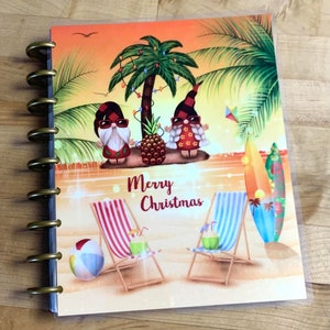 Front and Back Cover Set Xmas Tropical Gnomes use w/ Happy Planner OR Erin Condren (Life Planner/A5Coil/A5Ring)-