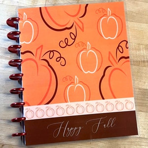 Front and Back Cover Set Happy Fall Pumpkins for use with Classic Happy Planner OR Erin Condren (Life Planner/A5Coil/A5Ring)