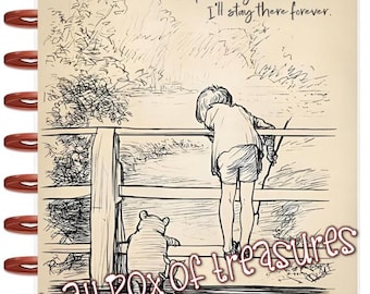 Front n Back Cover Set Pooh & Christopher Robin 4 use w Classic/MiniHappy Planner/TUL/Erin Condren (LP/A5Coil/A5Ring)/A5 Filofax~